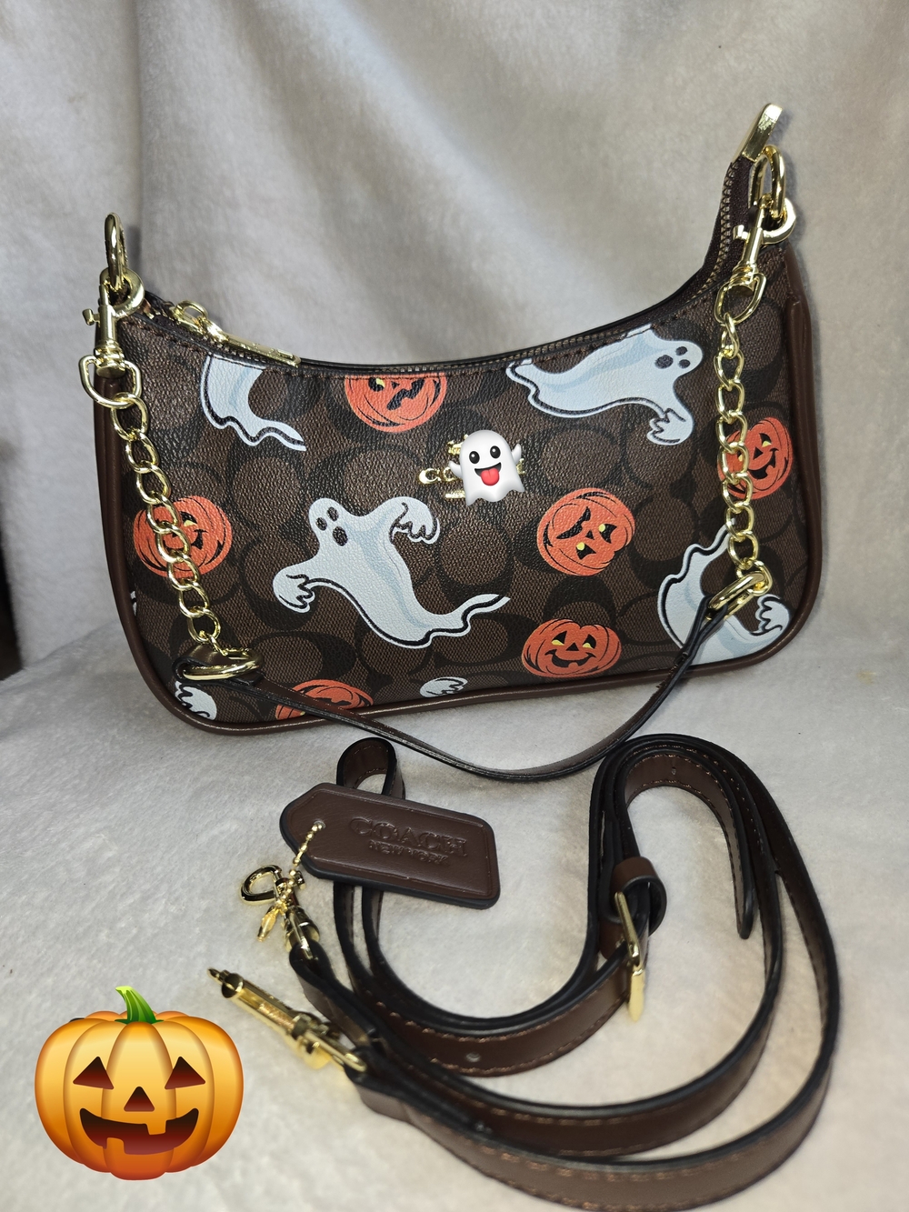 Brown Halloween Ghost & Pumpkin Mini Shoulder Bag, NO BRAND!!